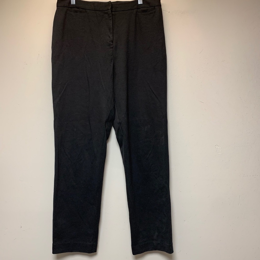 Talbots Straight Leg Pants Womens Large Black Excellent Ponte Knit Trousers